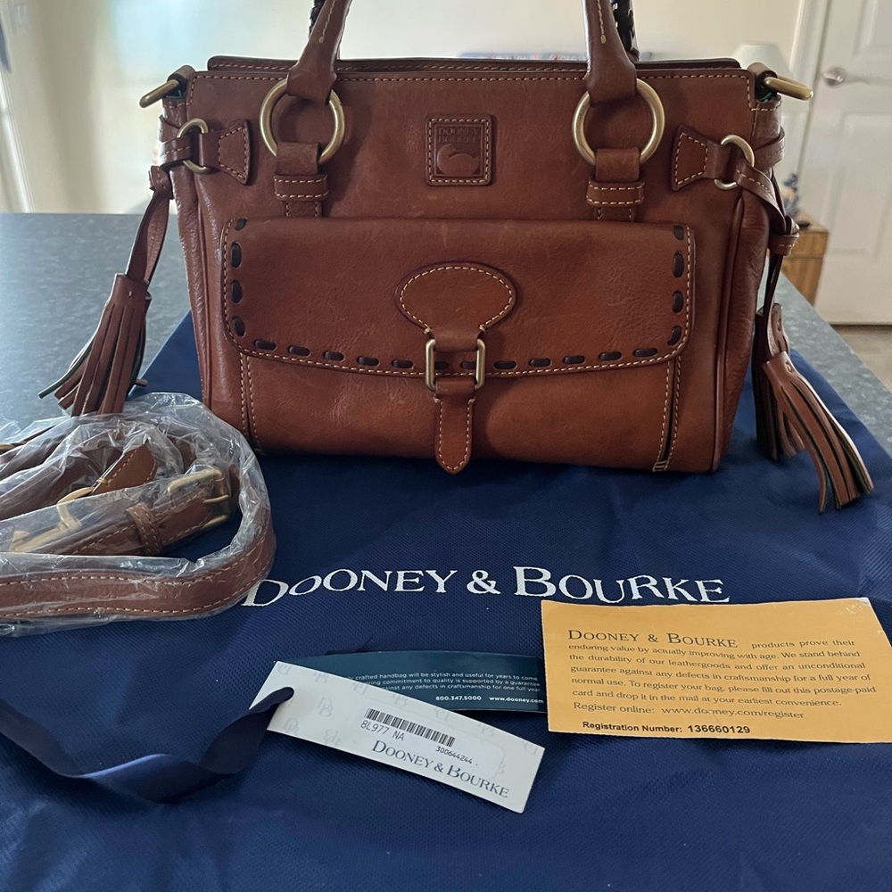 Dooney & Bourke Medium Pocket Satchel in Natural Florentine Leather